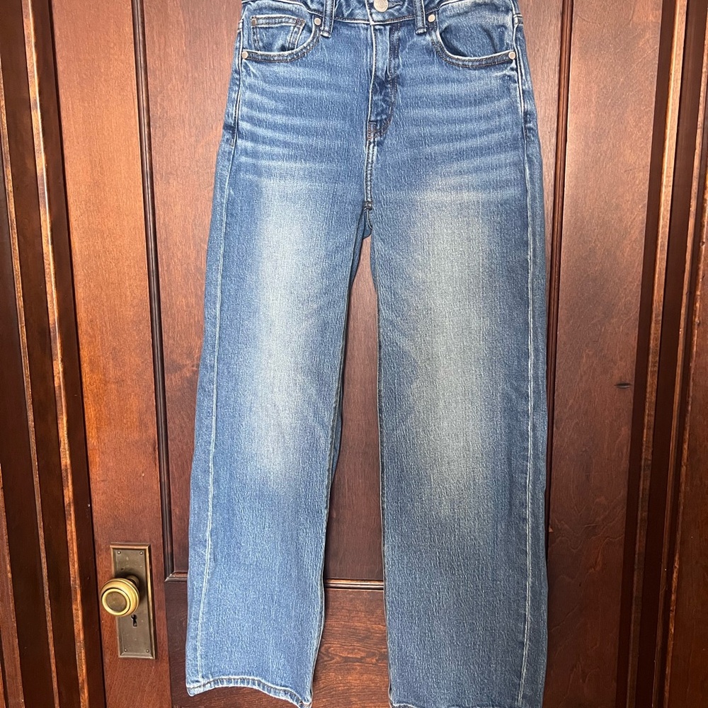 Quince Bella stretch relaxed straight jeans, size 25, Atlantic Blue color